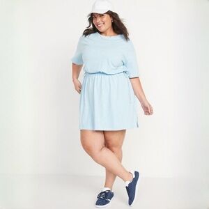 Old Navy Oatmeal Slub Knit Linen Blend Short Sleeve Mini T-Shirt Dress Size XXL